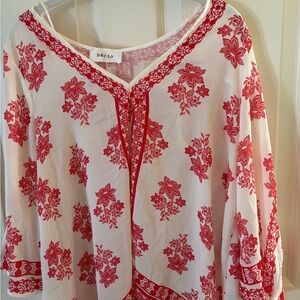 Bacio Red Floral Women's Blouse